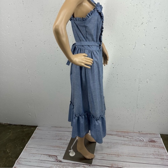 Vintage You Babes II by Fritzi Size 11 Chambray Blue Midi Sun Dress - Picture 7 of 13